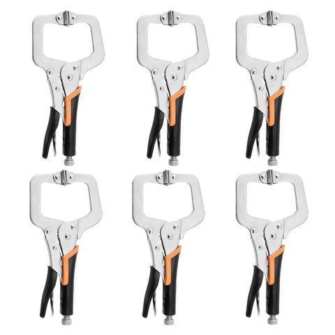 SOLUDE 6-Inch C-Clamp Locking Pliers with closed grip for secure clamping.