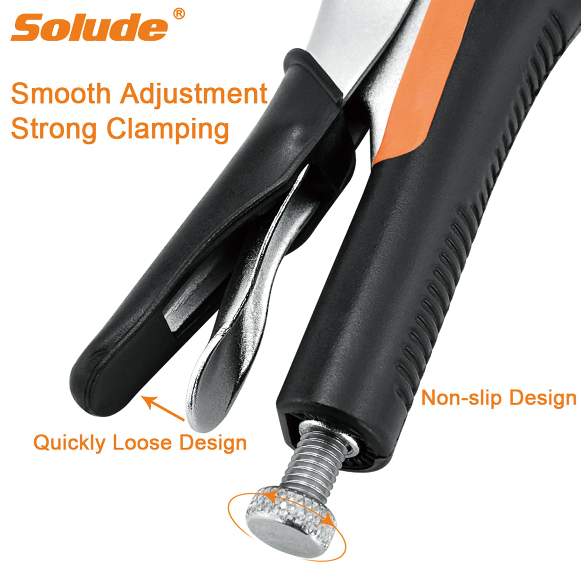 SOLUDE adjustable jaw locking pliers enable flexible clamping for various materials.