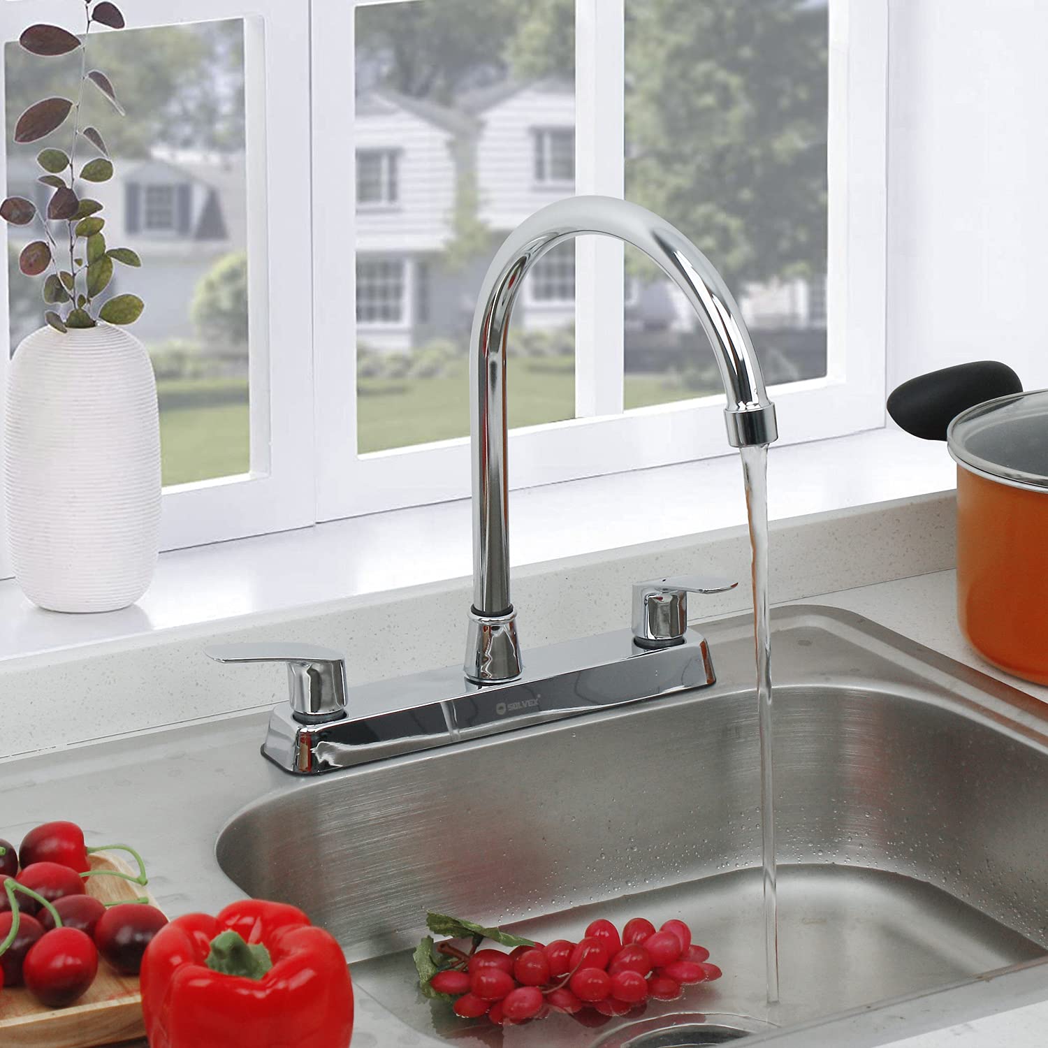 SOLVEX chrome finish faucet highlights shine and durability
