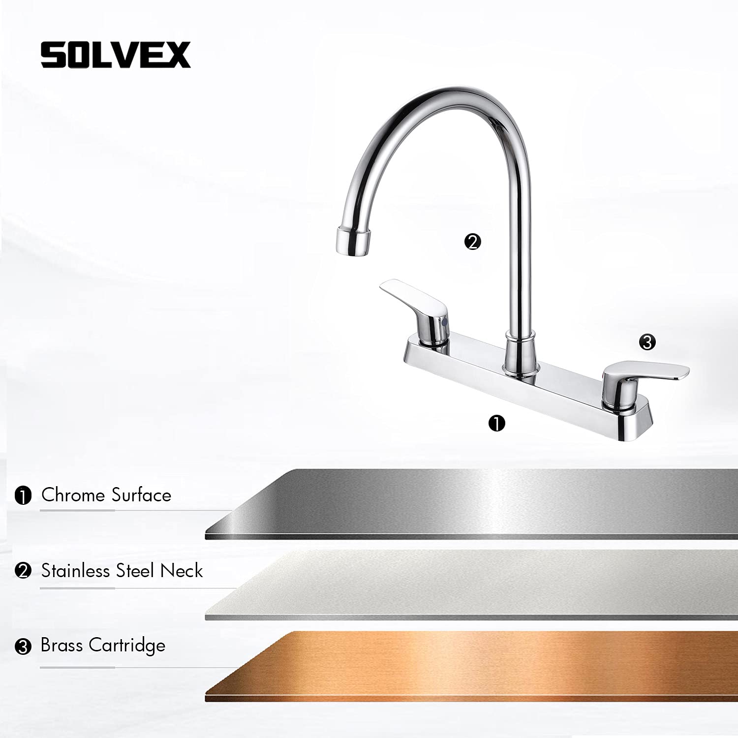 SOLVEX stainless steel neck supports easy cleaning and reach