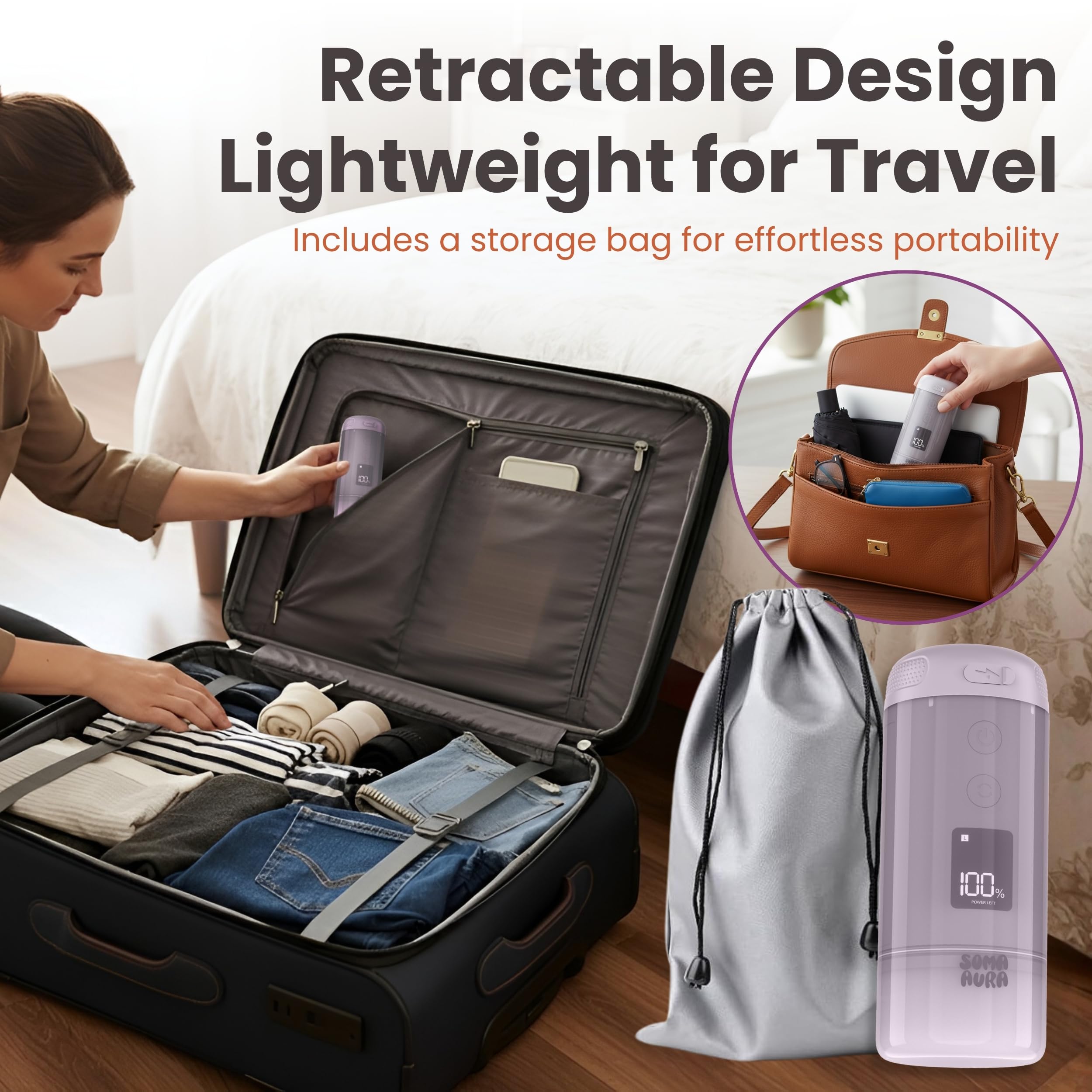 Soma Aura travel-ready design supports postpartum and daily hygiene.