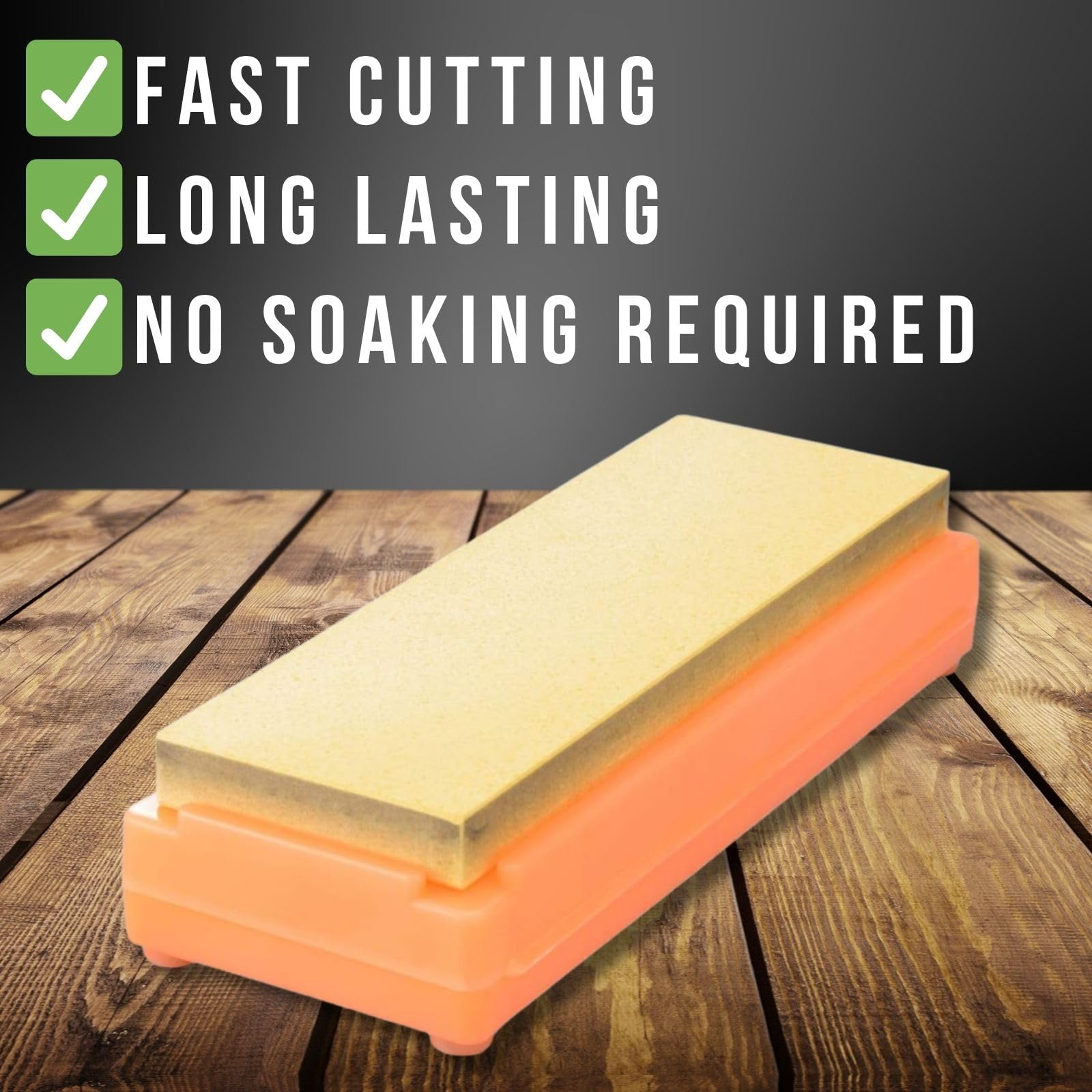 Non-slip base keeps the whetstone steady during sharpening sessions.
