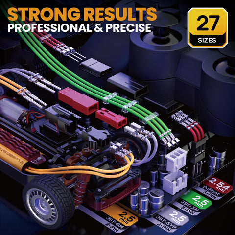 SOMELINE 32-20 AWG ratcheting crimper enables precise crimps.