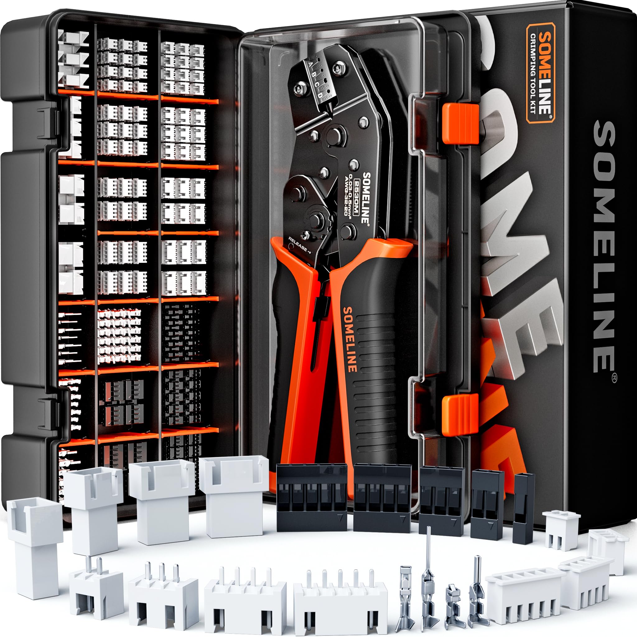 SOMELINE crimping tool with ratchet for precise terminations and comfortable grip