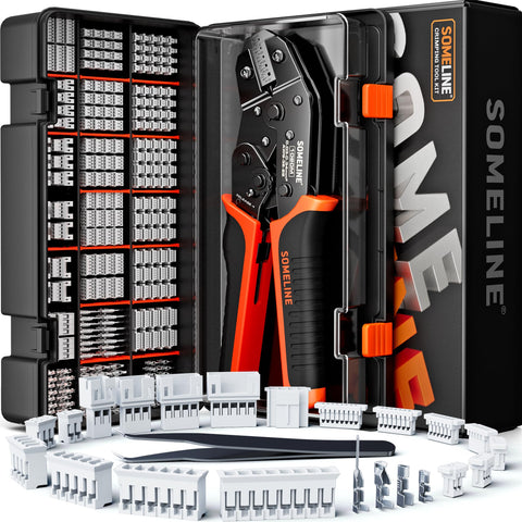 SOMELINE crimp tool kit overview with ratchet mechanism for precise crimps.