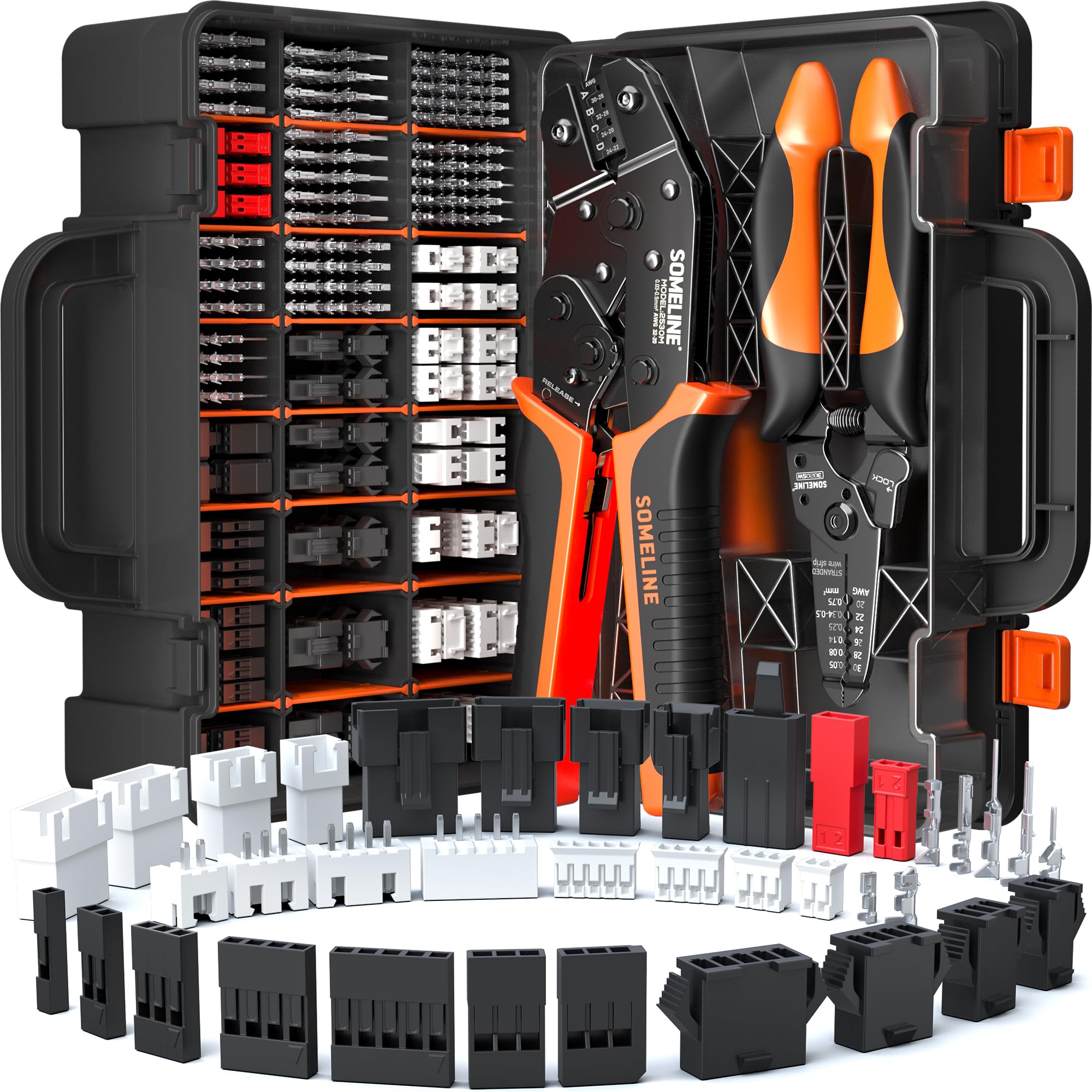 SOMELINE crimping tool kit case keeps parts organized for quick DIY projects.