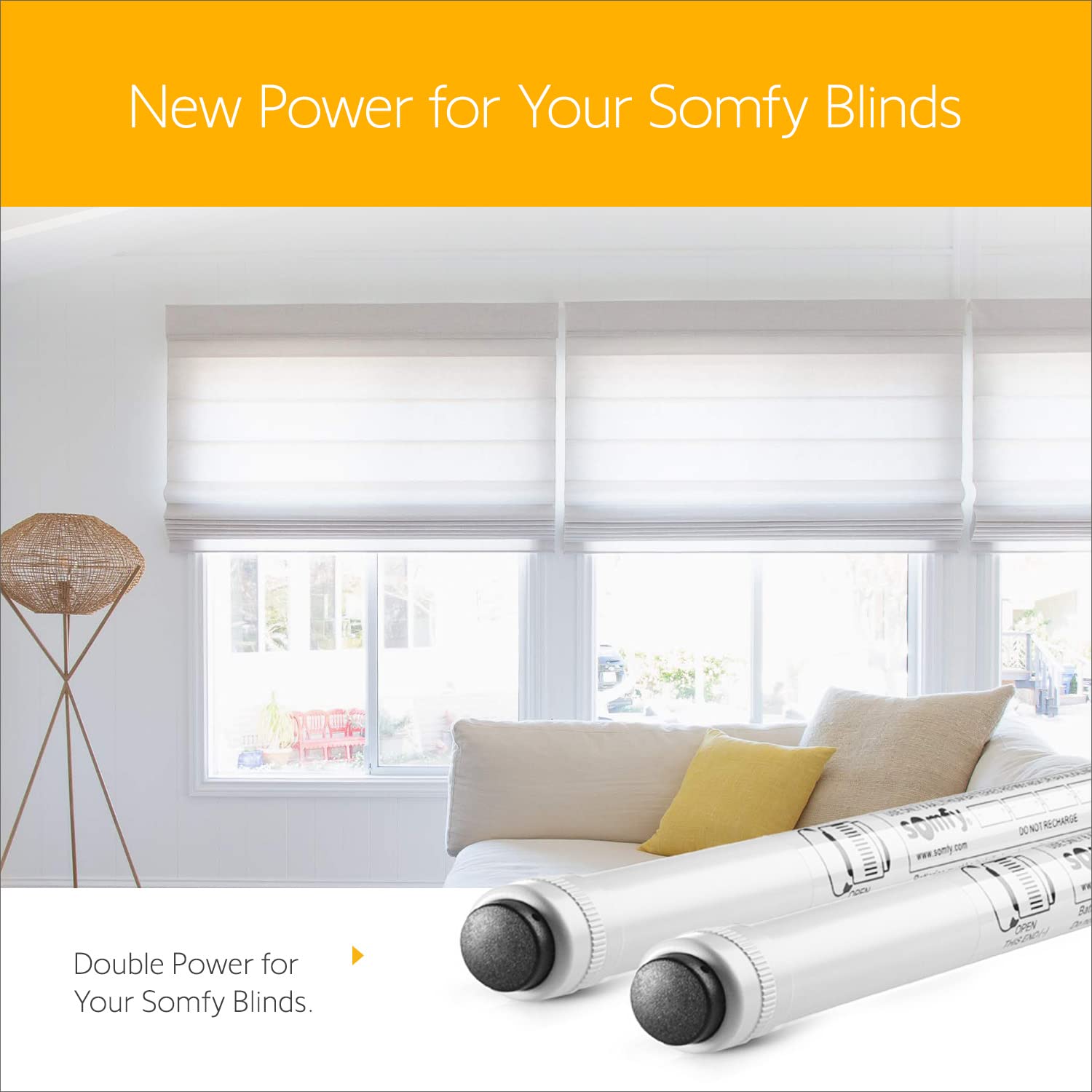 Somfy Y-harness connects two tubes to one motor for extended battery life.