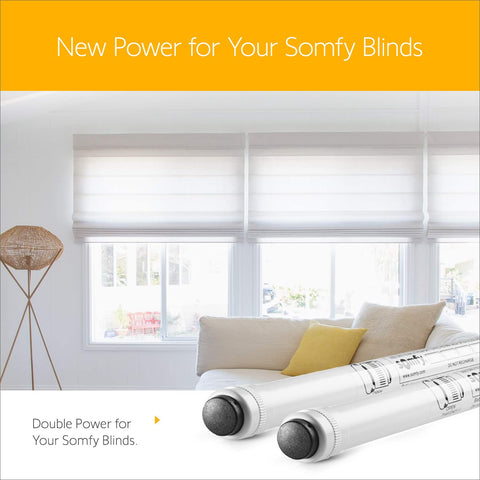 Somfy Y-harness connects two tubes to one motor for extended battery life.