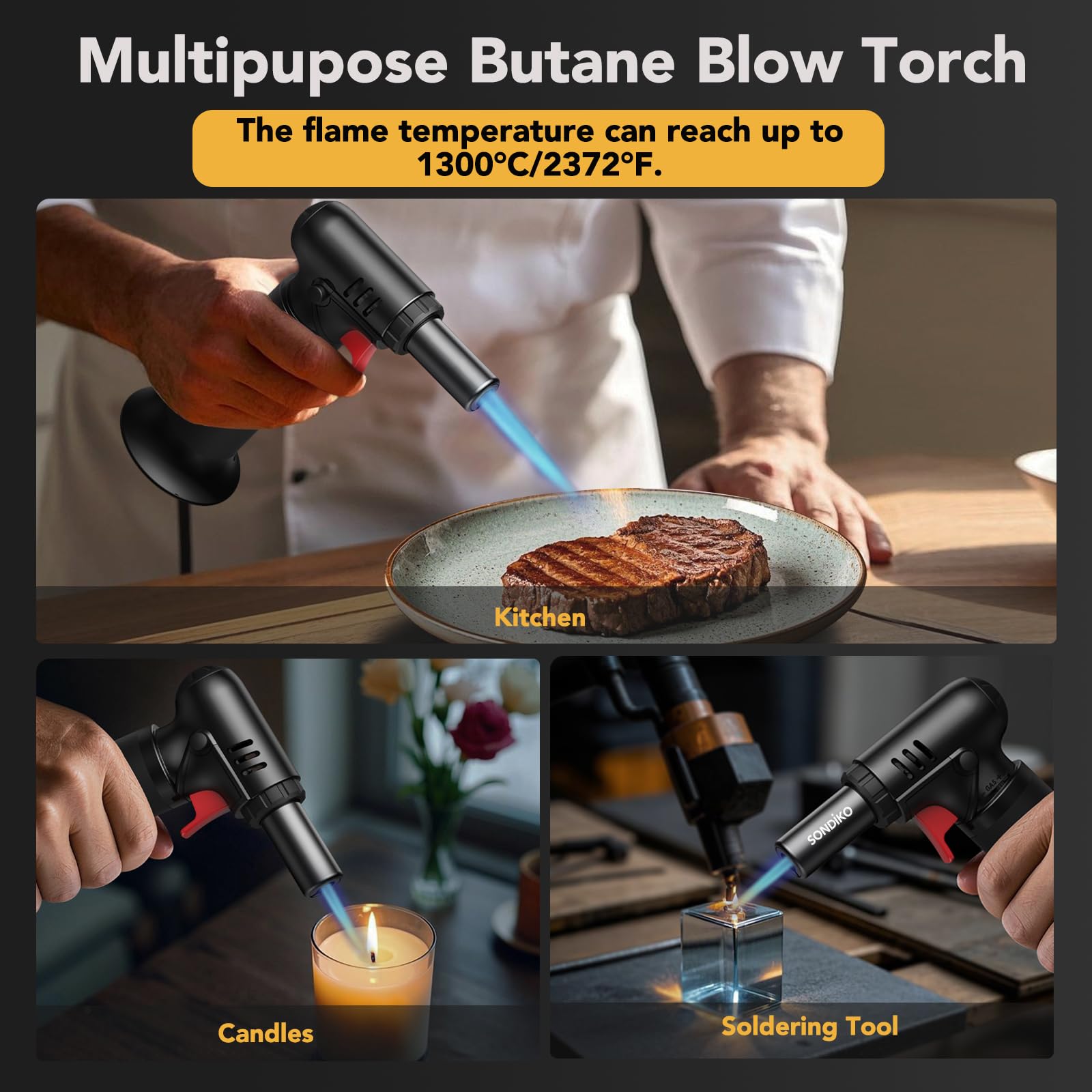 Sondiko multi-use torch ideal for crafting soldering and camping.