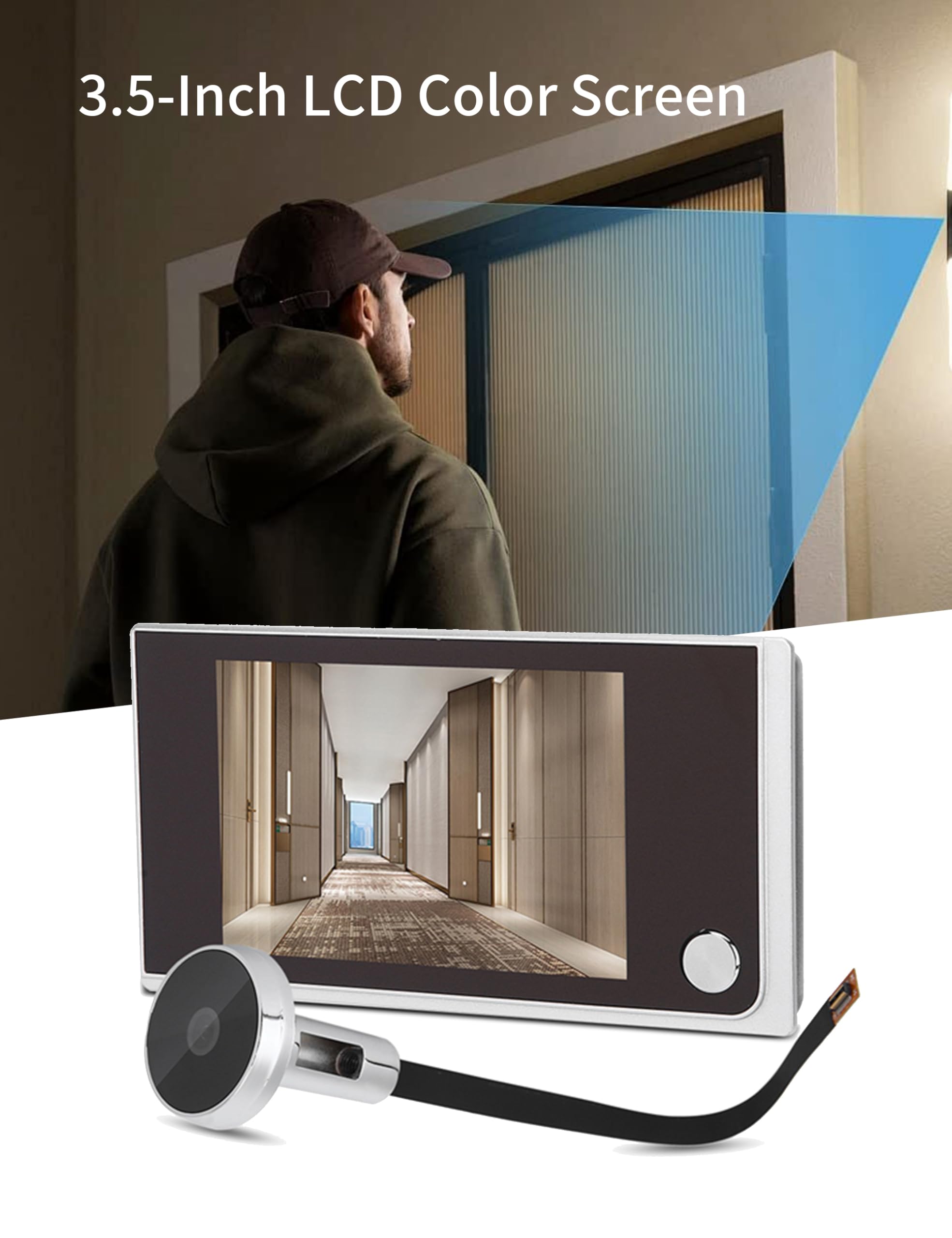 Sonew 3.5-inch LCD screen displays clear color images.