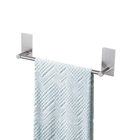 Songtec adhesive towel bar 12inch brushed on stainless steel for bathroom organization.