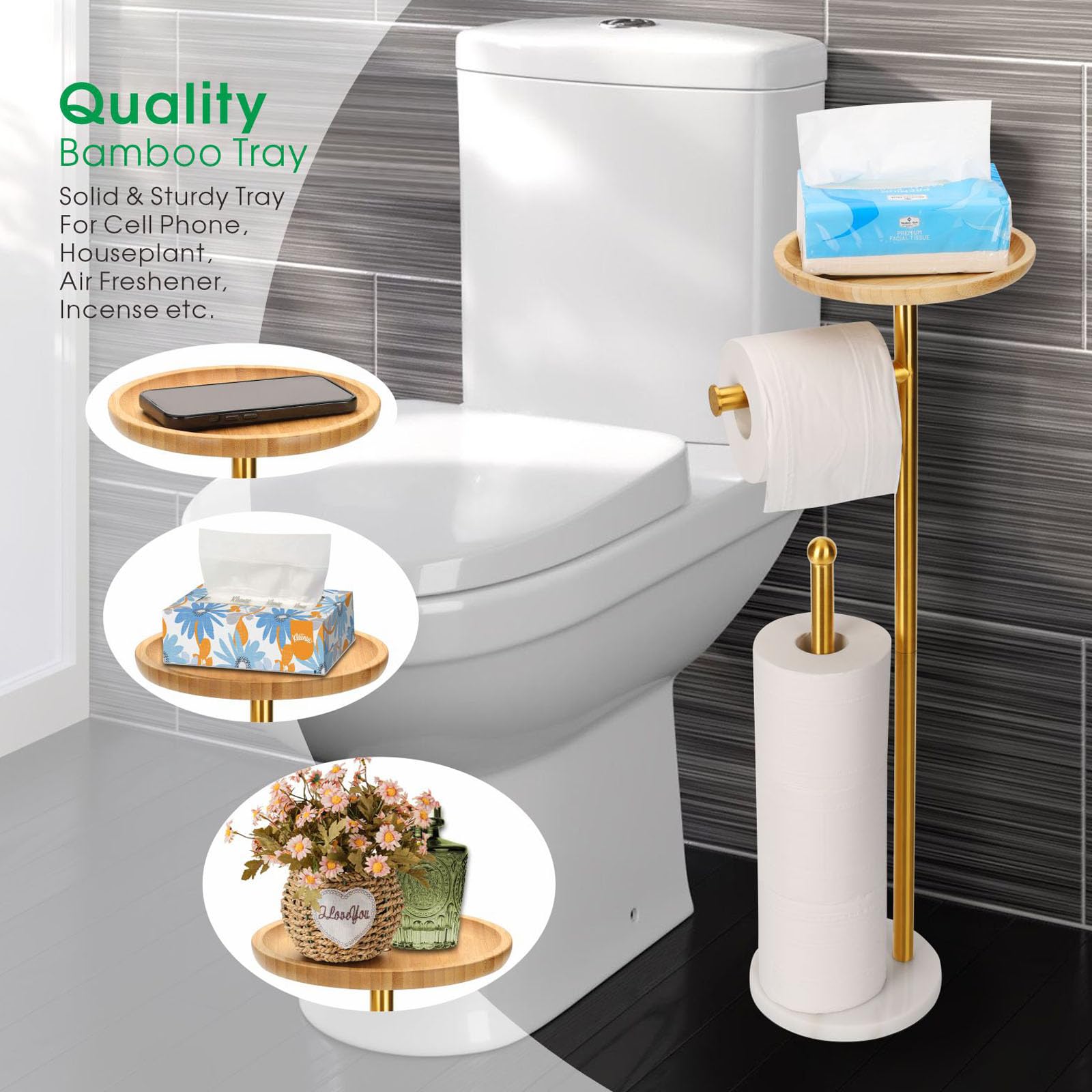 Songtec weighted marble base prevents tipping for busy bathrooms.