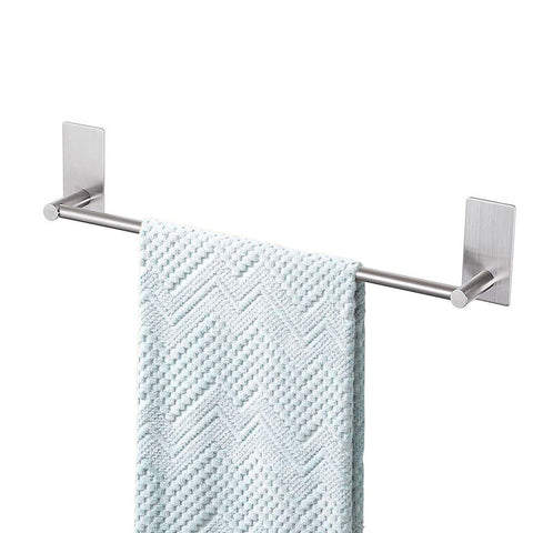 Songtec towel bar 16-inch stick-on installation on a clean bathroom wall.