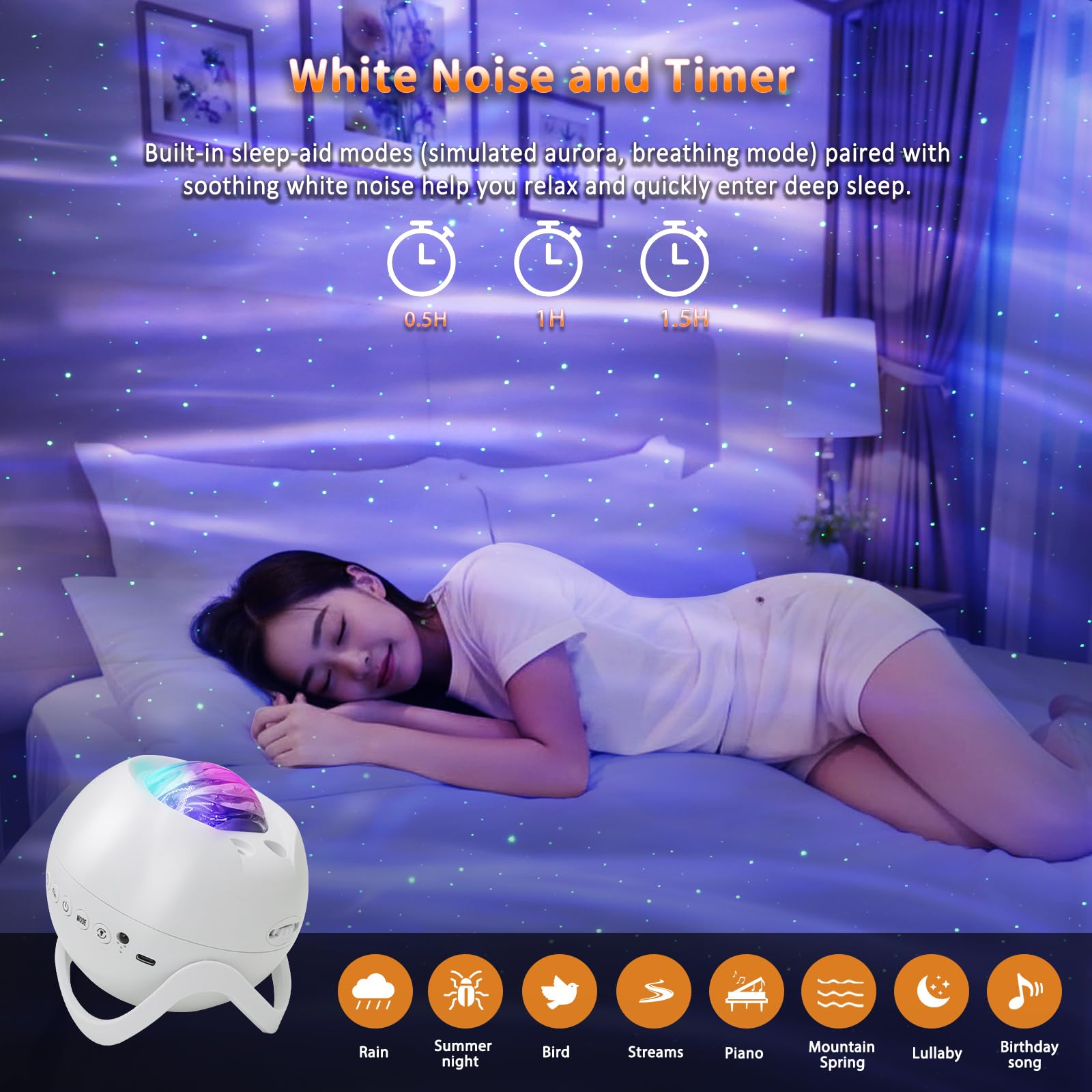 Sonhonron Star Projector Bluetooth speaker with music-synced light show