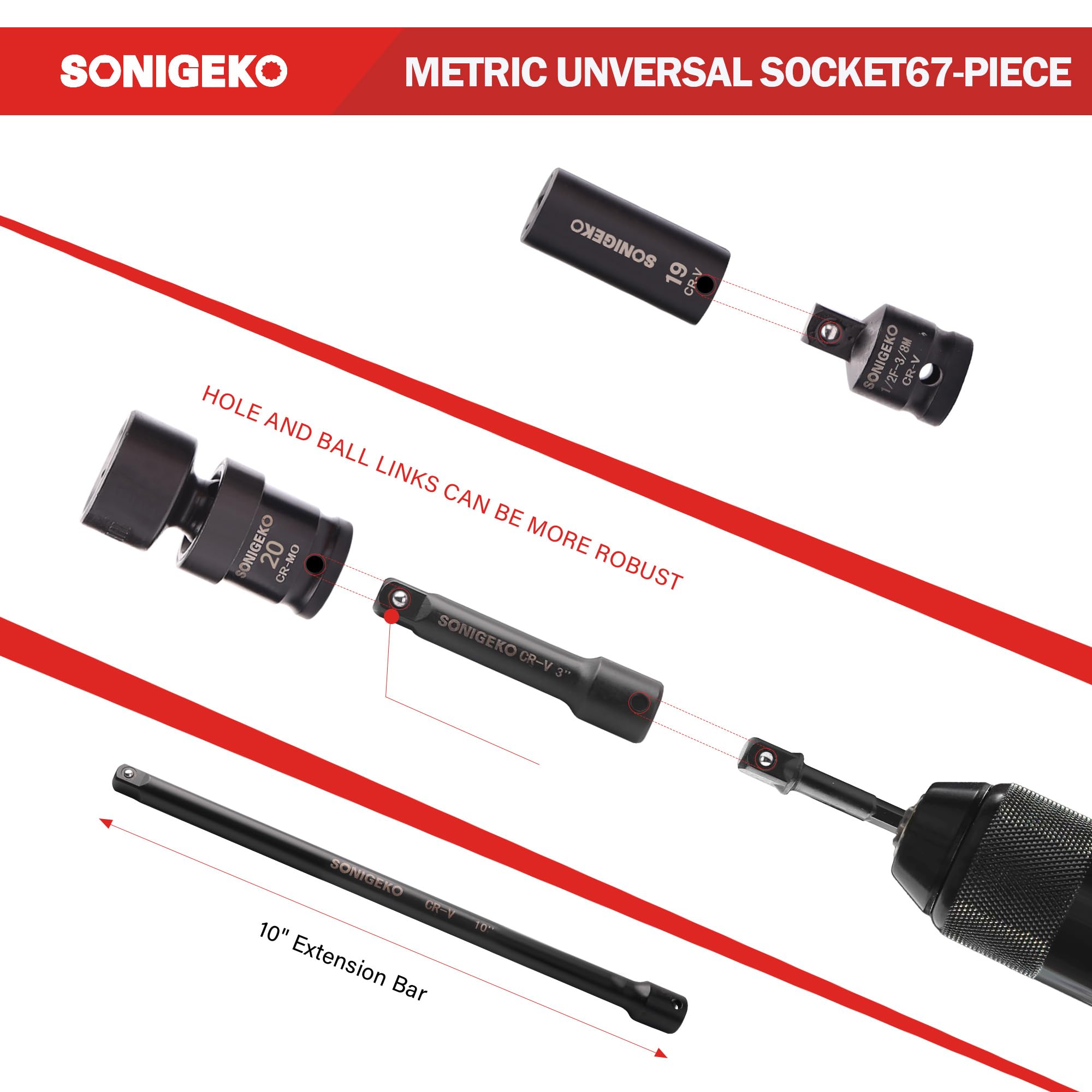 SONIGEKO extension bars for leverage in tight spots