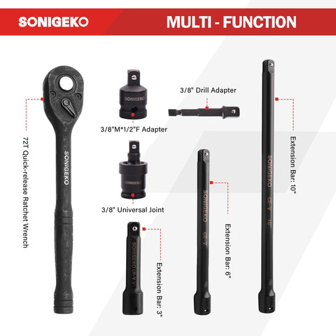 SONIGEKO SAE standard sockets for common bolt sizes