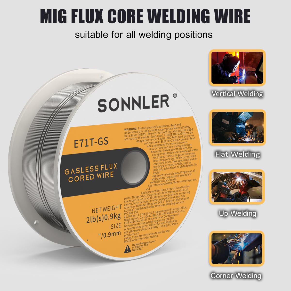 SONNLER 0.035 flux core wire delivers low splatter