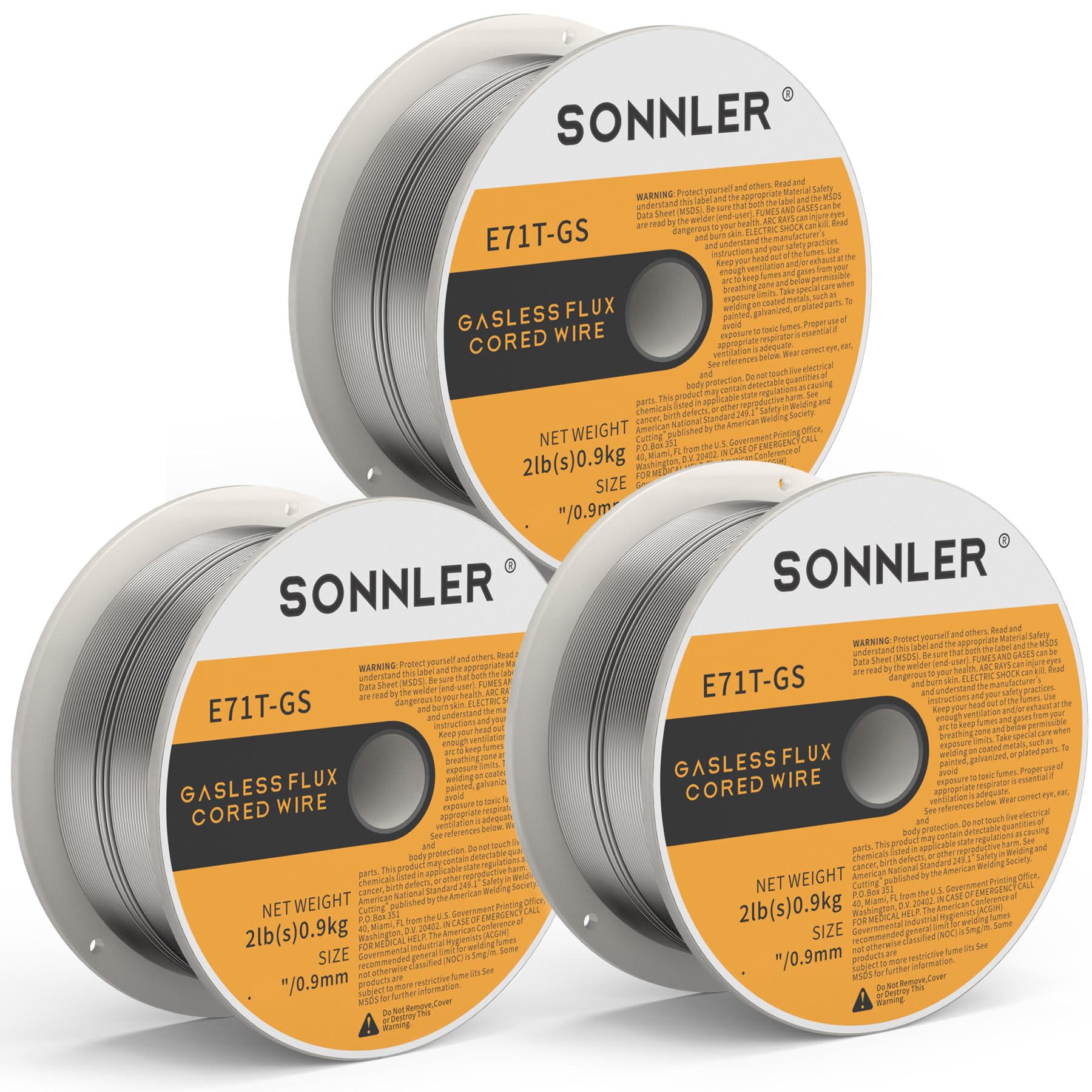 SONNLER 0.035 flux core welding wire spools ready for easy welding