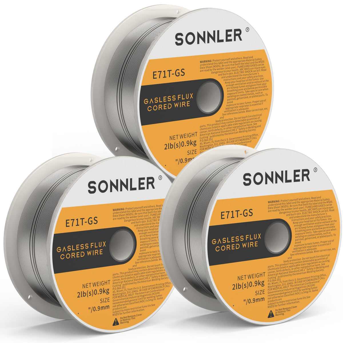 SONNLER 0.035 flux core welding wire spools ready for easy welding