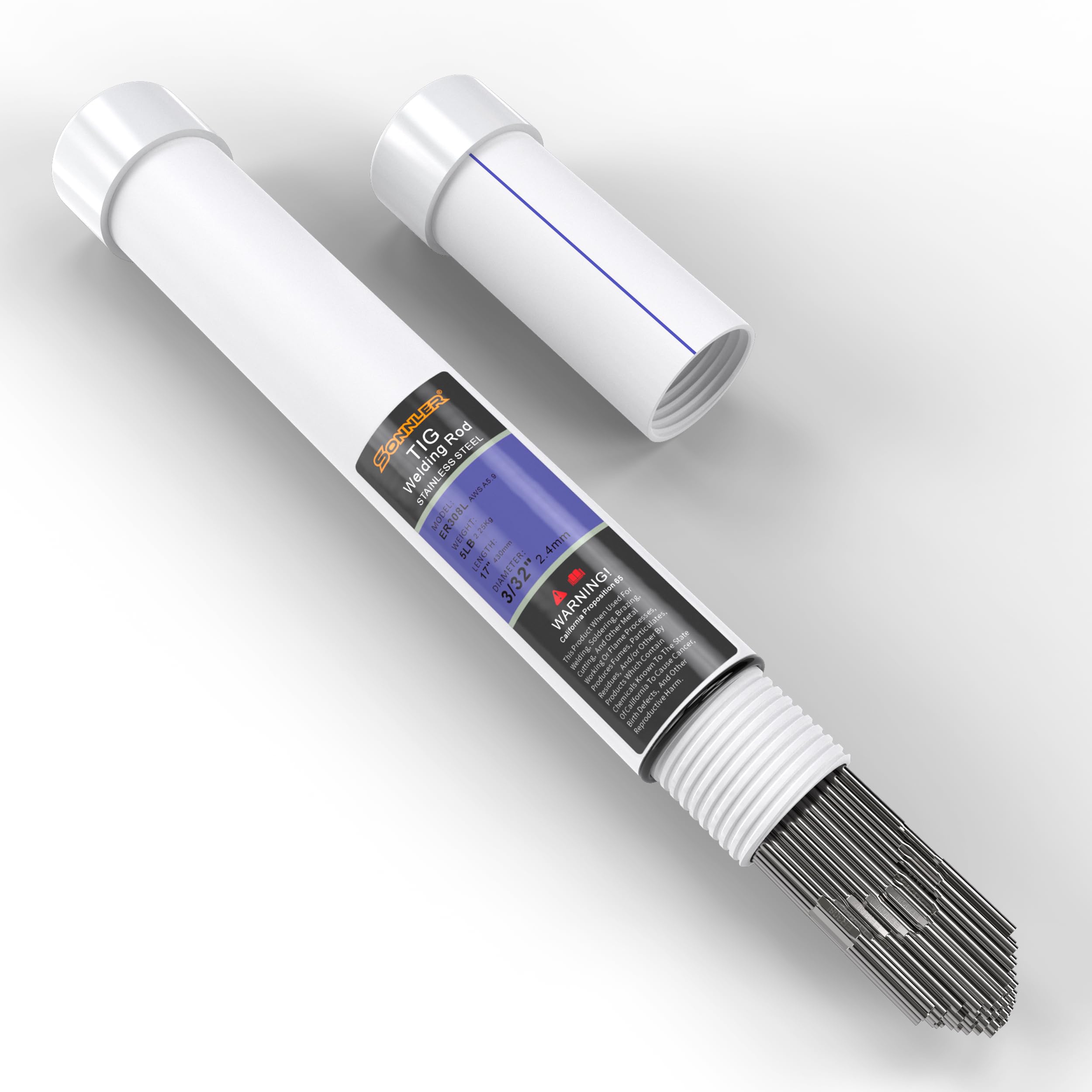SONNLER ER308L with low splatter for cleaner welds on stainless steel.