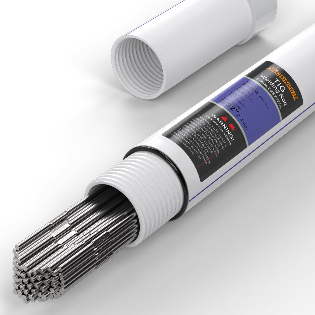 SONNLER ER308L TIG welding rod, 5 lb pack, ideal for stainless steel welding.