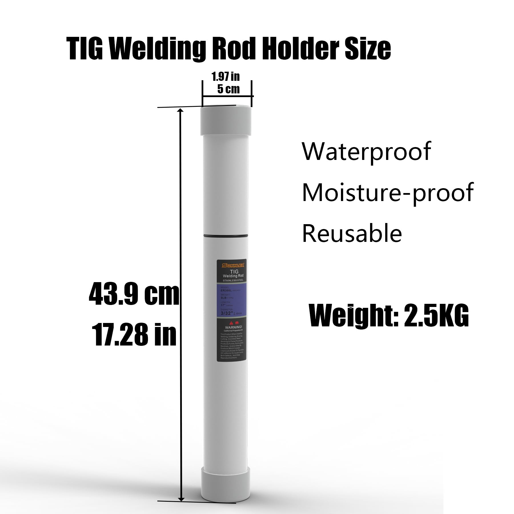 SONNLER 5 lb ER308L pack with 16 inch length, ready-to-use welding rod.