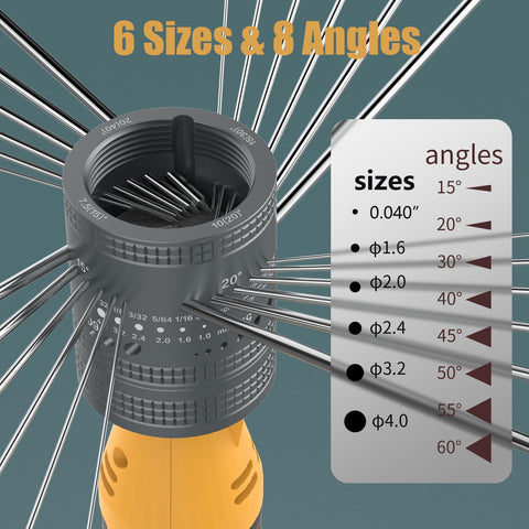 SONNLER sharpener angle dial shows 8-angle options for consistent electrode tips.