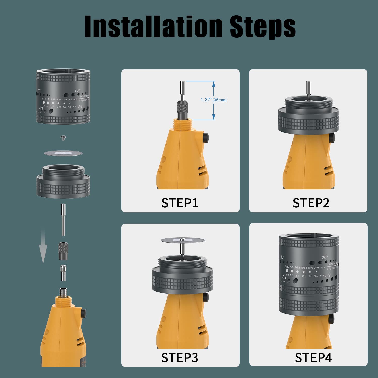 SONNLER sharpener eight-hole setup enables quick angle changes with fixed heights.