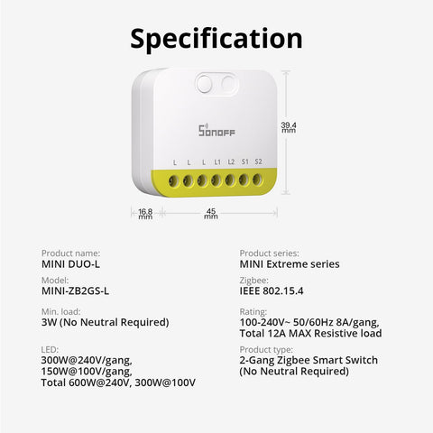 SONOFF MINI Duo-L installation fits in tight spaces with standard boxes.