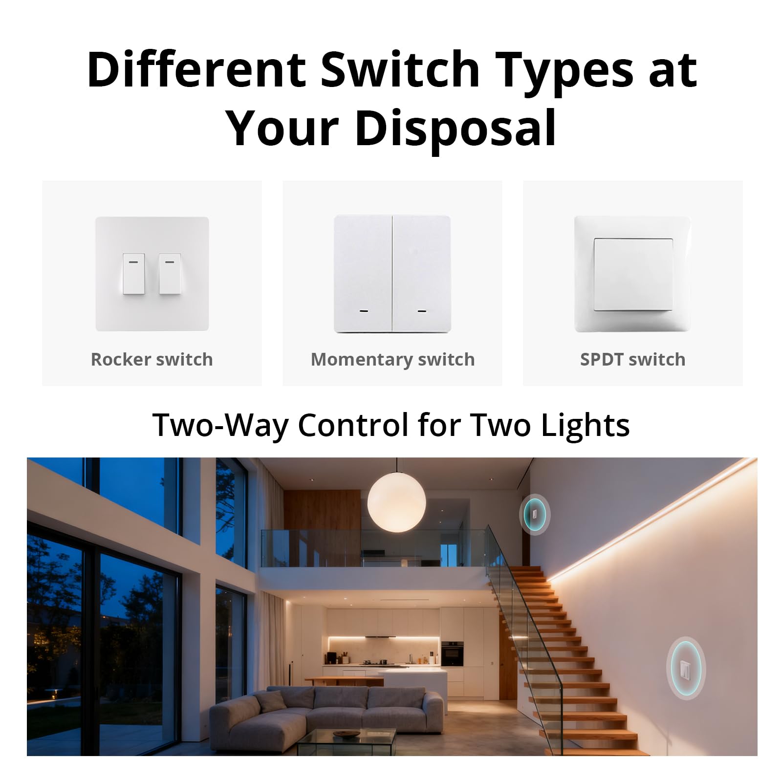 SONOFF MINI Duo-L two-channel switch enables independent lighting scenes.