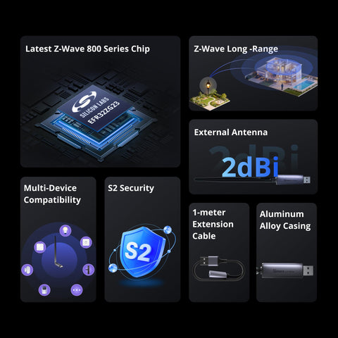 SONOFF Z-Wave 800 Dongle Plus EFR32ZG23 chip delivering secure, stable control