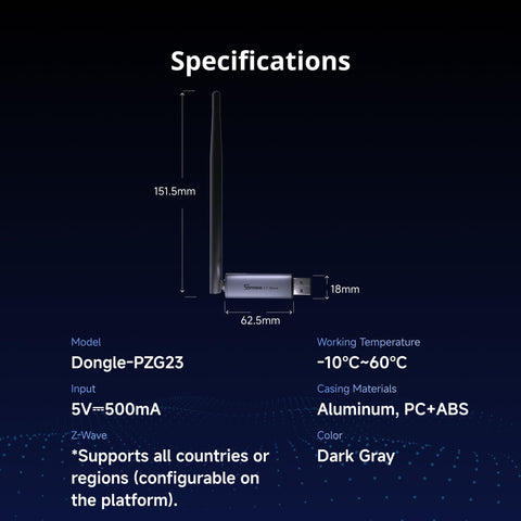 SONOFF Z-Wave 800 Dongle Plus USB extension allows flexible placement