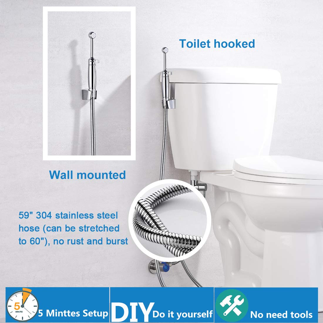 Wall or toilet mount hook for SonTiy bidet sprayer
