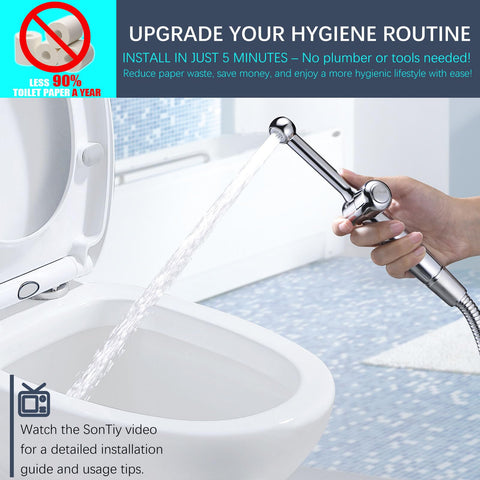 Brass ceramic valve detail on SonTiy bidet sprayer for smooth flow.