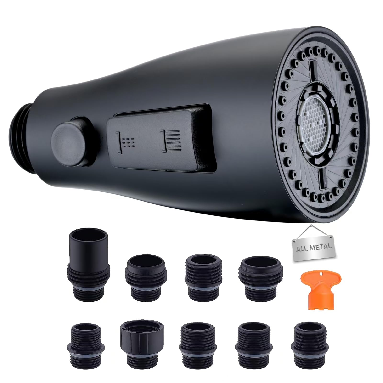 SonTiy stainless steel spray head with matte black finish for durable kitchen use