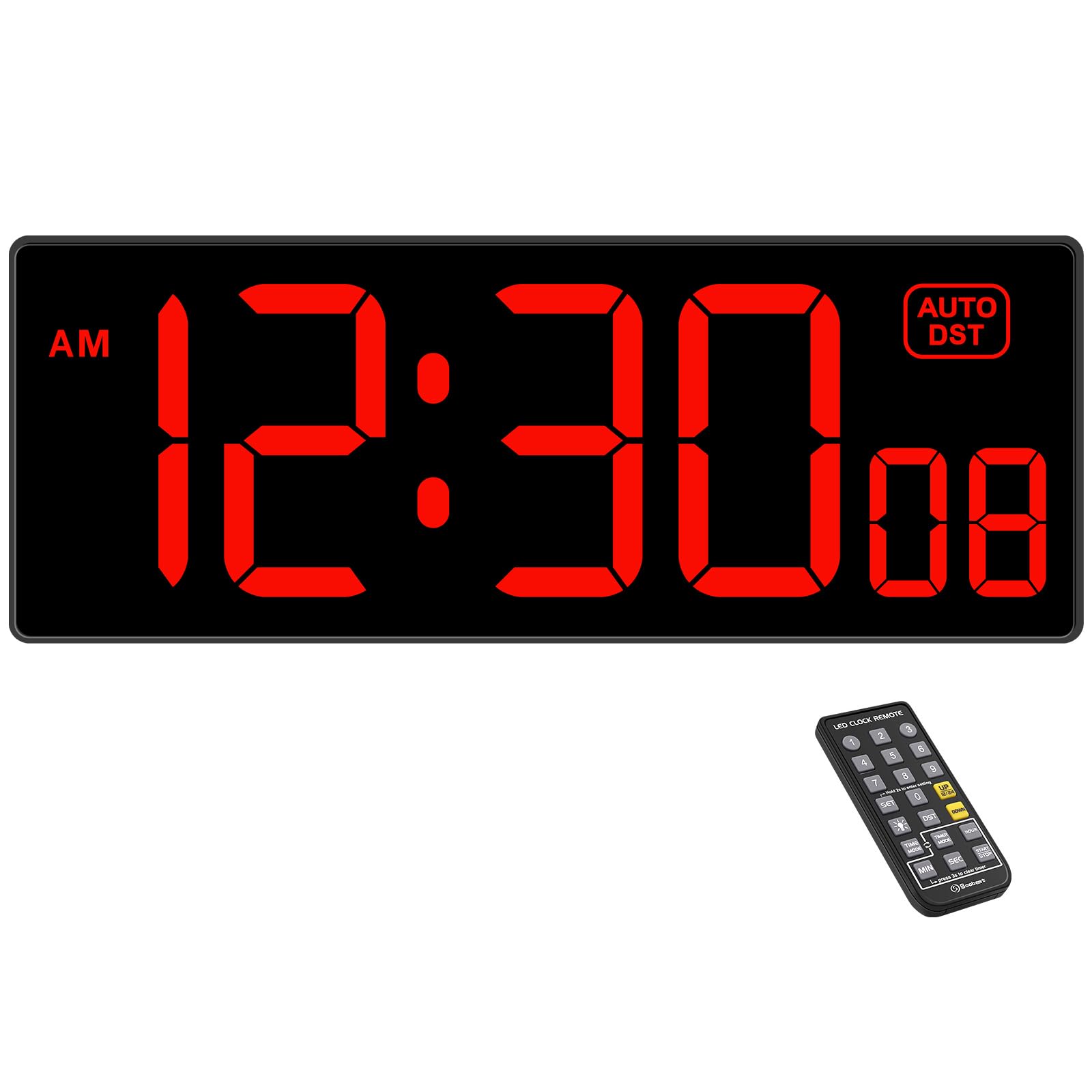 Soobest digital wall clock with large LED display for easy visibility in gym spaces.