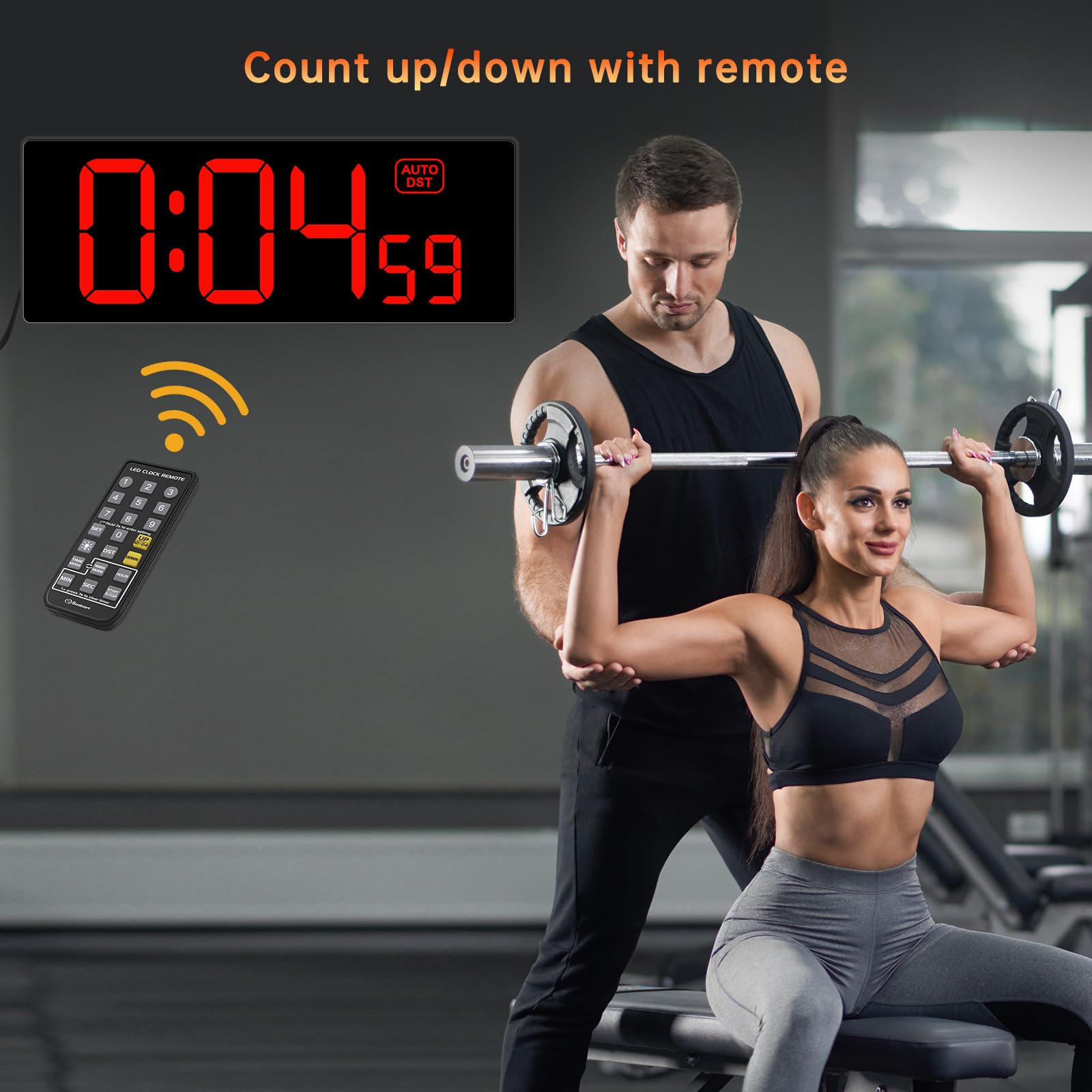 Soobest remote control enables hands-free clock operation during exercise.