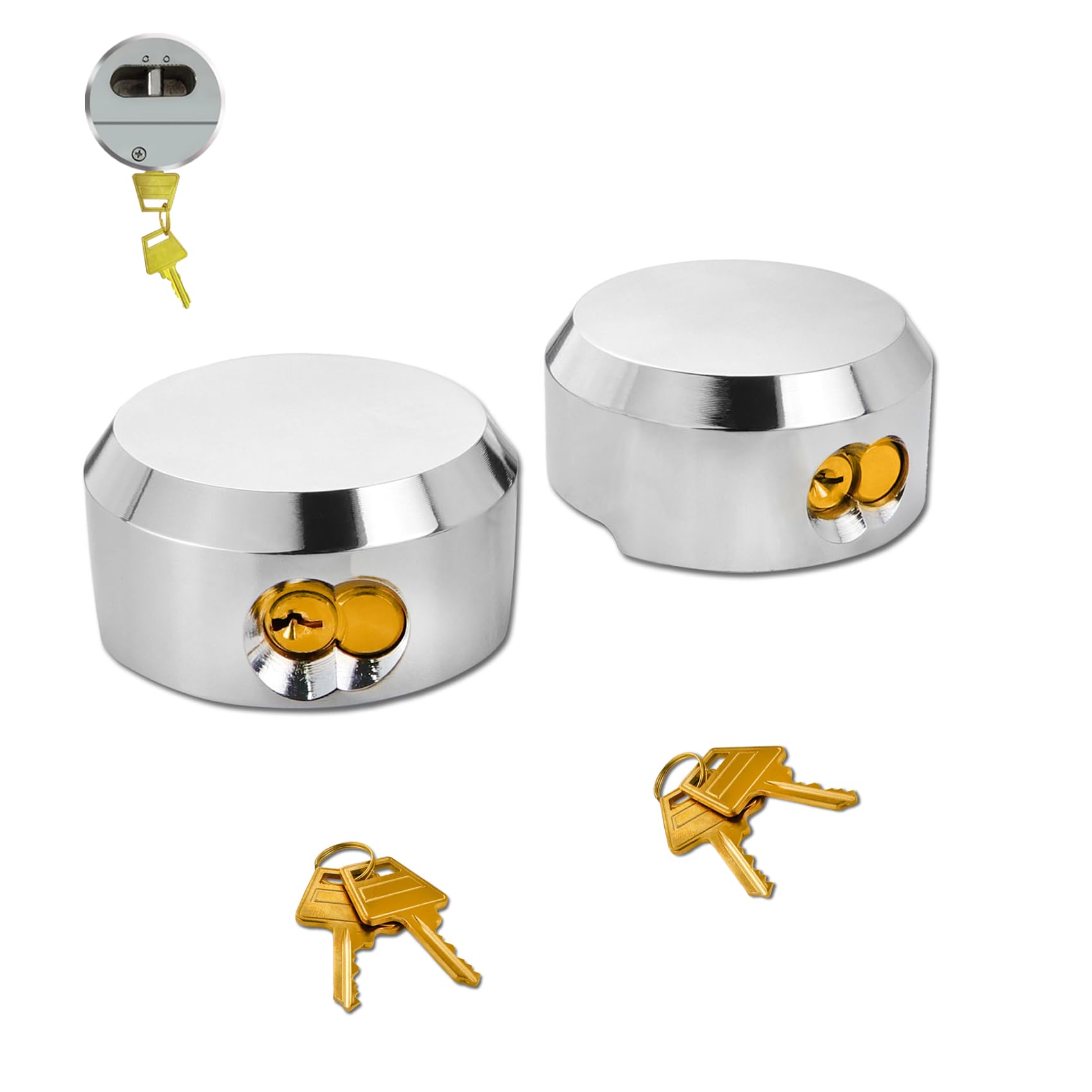 Soobool 6271 puck lock with hidden shackle securing trailers.