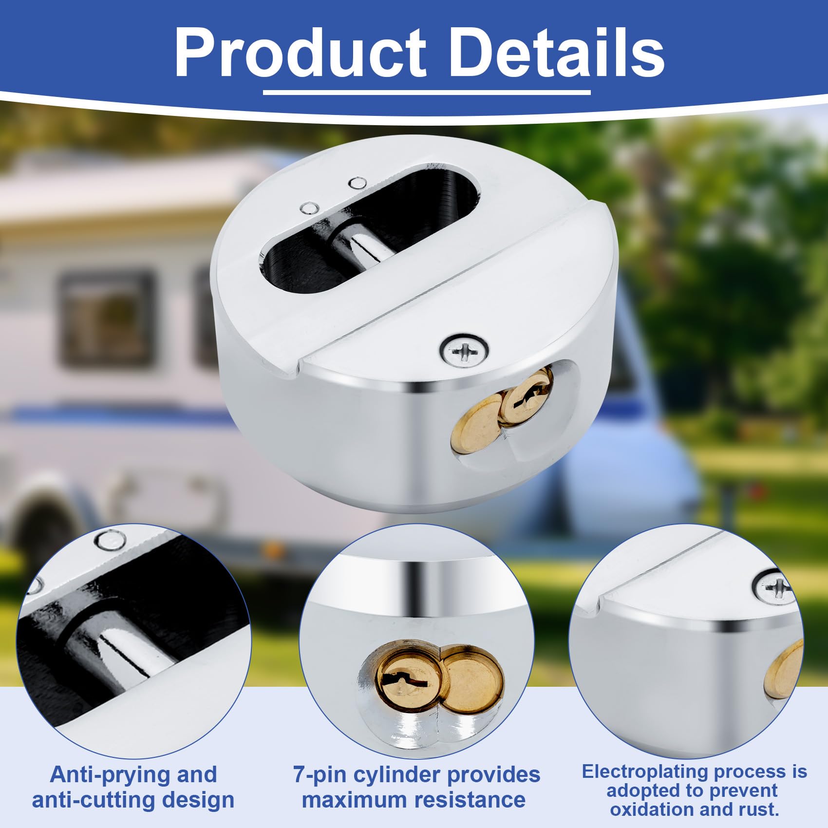 Soobool puck lock 2-7/8 inch dimension fits wide trailer latches.