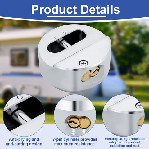 Soobool puck lock 2-7/8 inch dimension fits wide trailer latches.