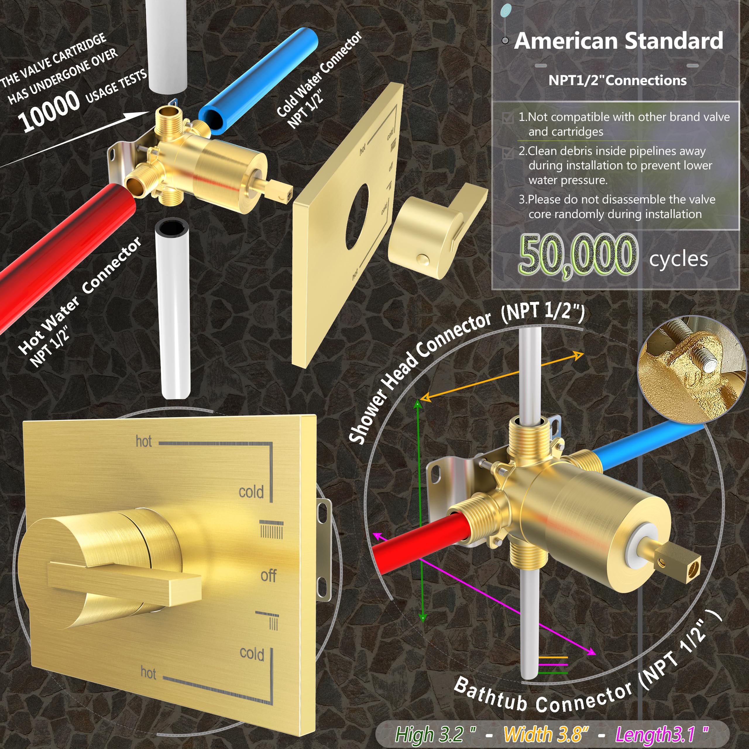 SOOOHOT brushed gold combo set front view shows a cohesive bathroom upgrade.