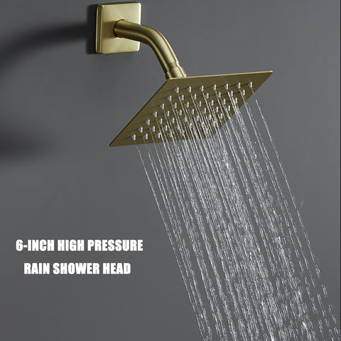 SOOOHOT tub spout in stainless steel complements the shower system.