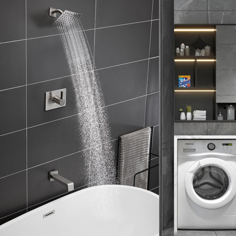 SOOOHOT 6-inch rain shower head delivers consistent pressure for a refreshing shower.