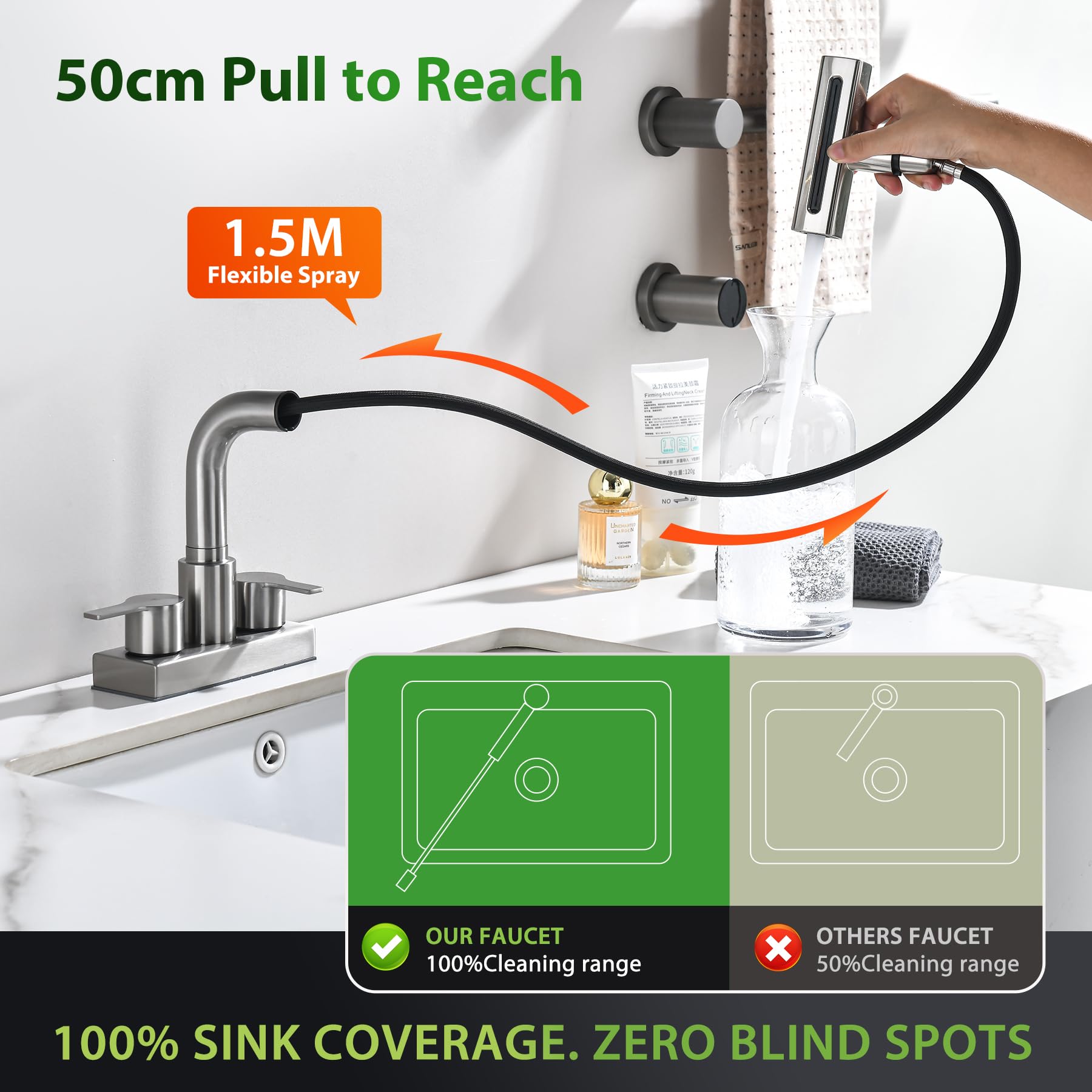 SOOOHOT easy-installation faucet saves time with tools-free setup.