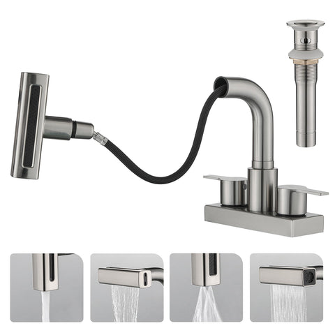 SOOOHOT pull-down faucet in brushed nickel for precise sink cleaning.