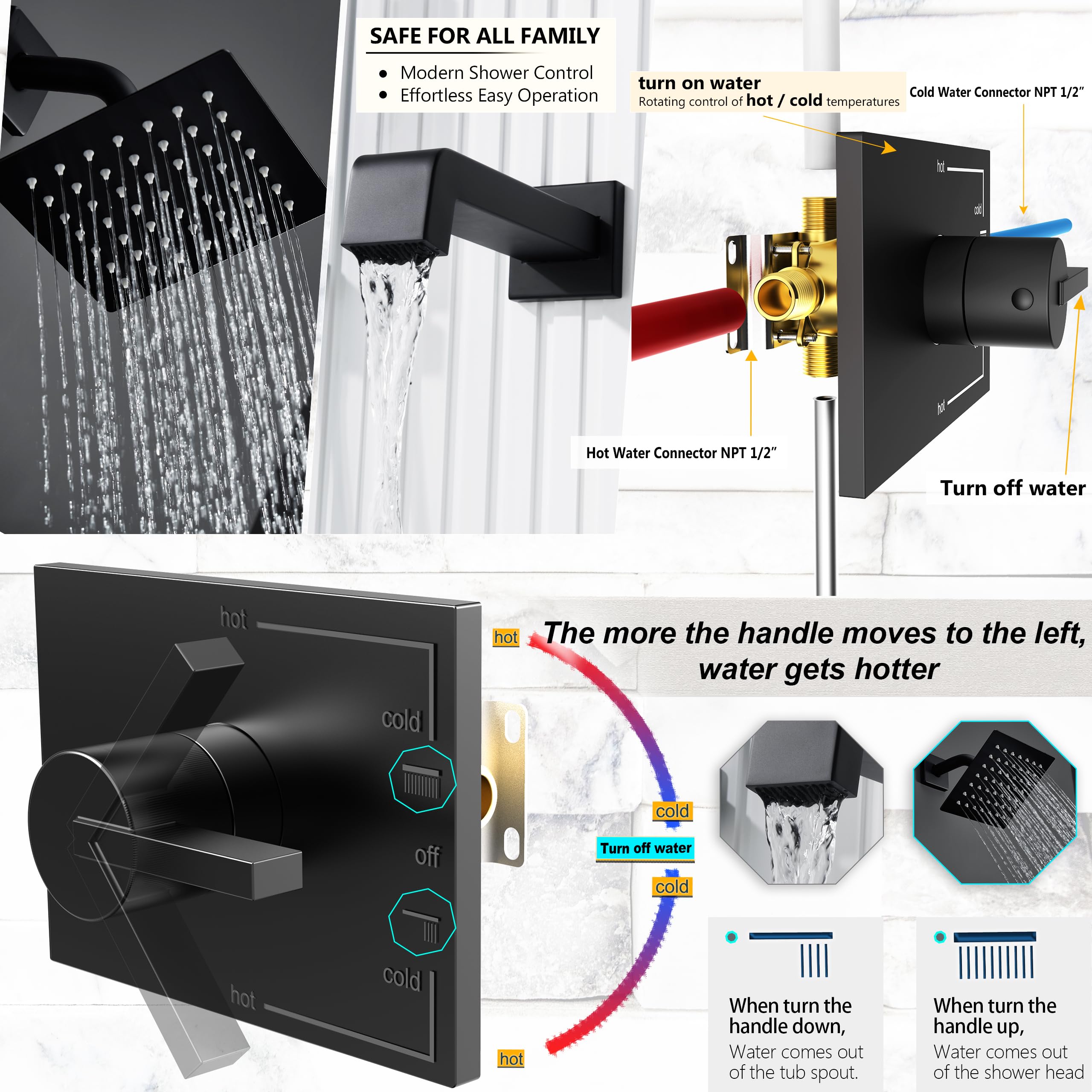 SOOOHOT 1/2-inch NPT connection simplifies installation in US plumbing.