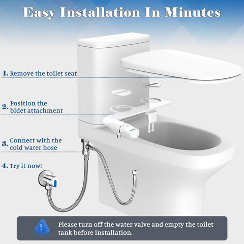 Soosi easy-install silver bidet attachment fits most toilets quickly.