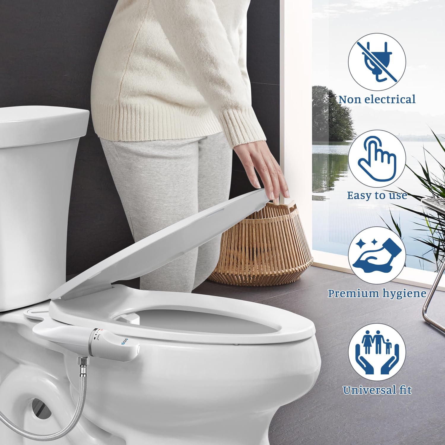 Soosi self-cleaning nozzles retract for sanitary maintenance.