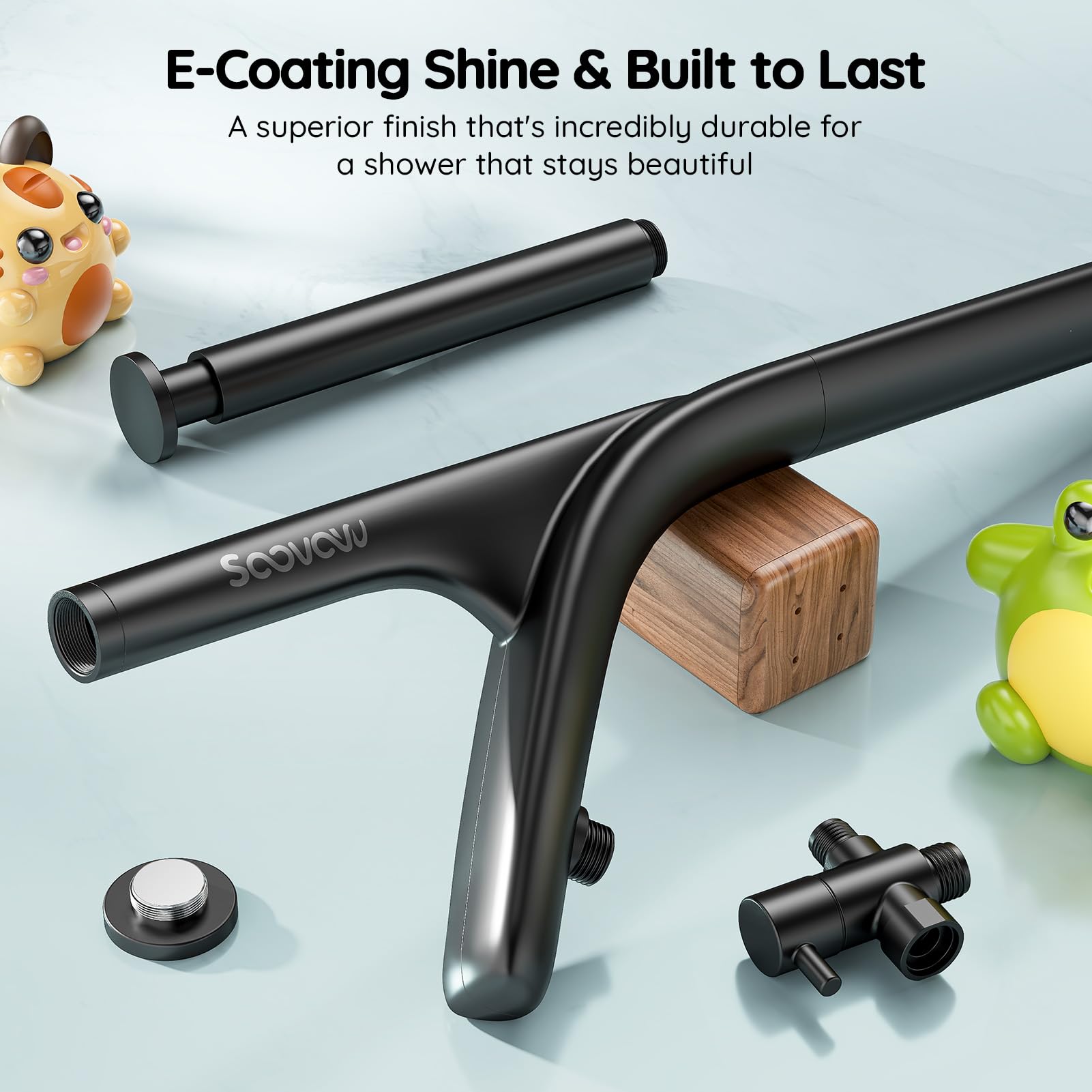 SOOVOW adjustable 50 to 76 inch shower fits most bathrooms.