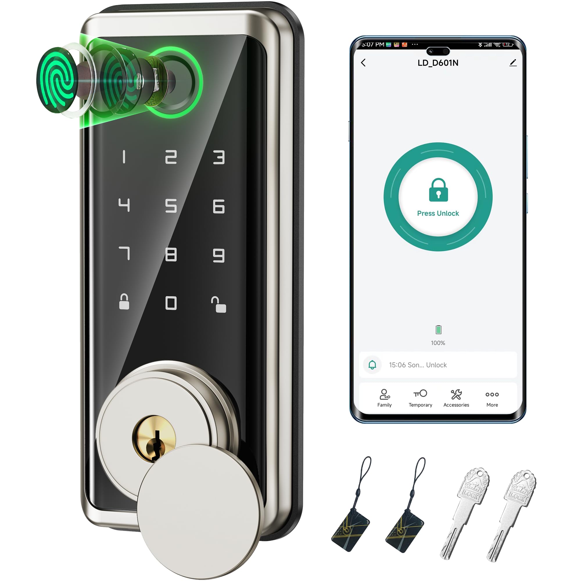 Sophia keyless entry front-door lock with fingerprint recognition for secure home access